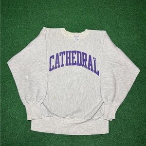 Vintage 80s 90s Cathedral College Crewneck, Champion Reverse Weave Sweatshirt S